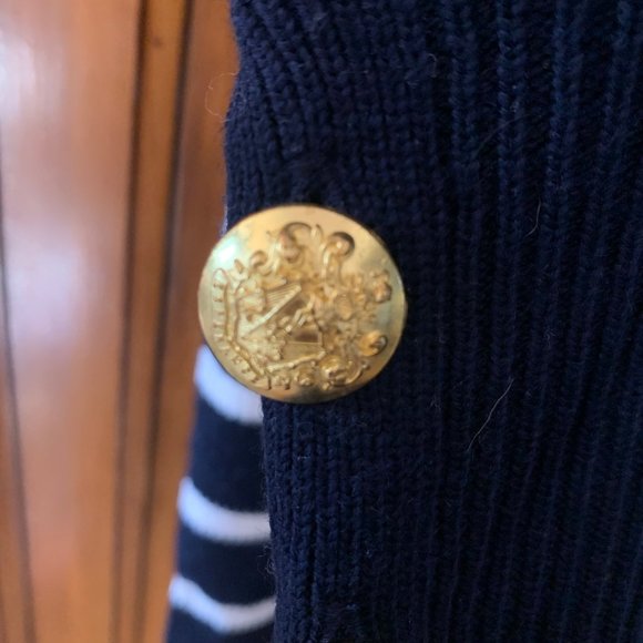 Navy striped sweater dress with gold button detail - Picture 4 of 4